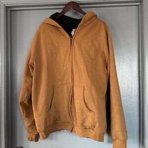 Vintage Carhartt Men XL J149 Thrashed Hoodie Zip Sweatshirt Thermal Lined Brown